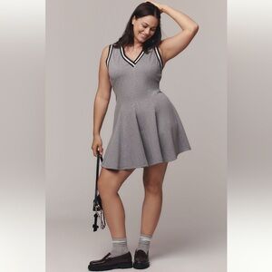 Anthropologie Daily Practice Sporty V-Neck Mini Dress Gray NWT Large